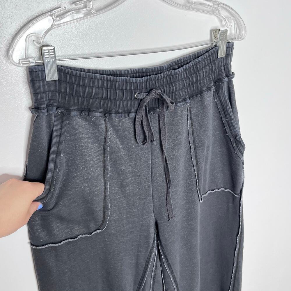 Daily Practice Anthropologie Wide Leg Lounge Pants Charcoal Drawstring XS - Picture 6 of 10